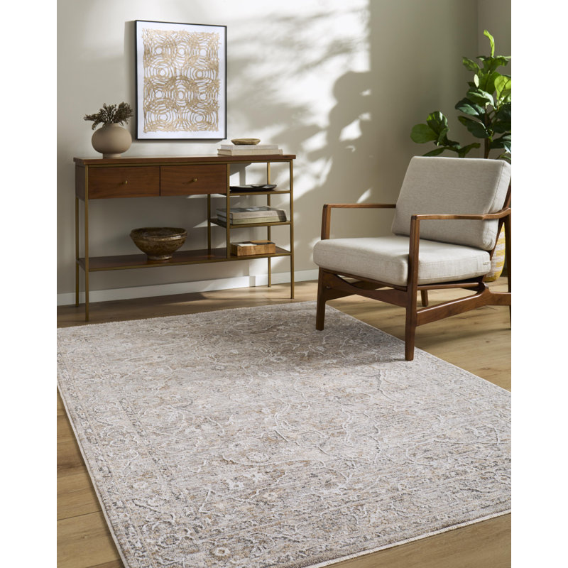 Tapis tissé à la machine Brynner, Rectangle 7 pi 10 po x 10 pi 2 po, Brun / beige / brun clair / gris / crème