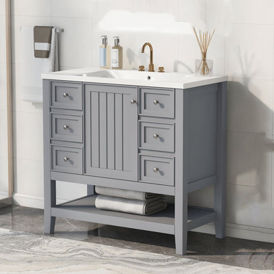 Meuble-lavabo simple 36 po avec plateau Rhoanne