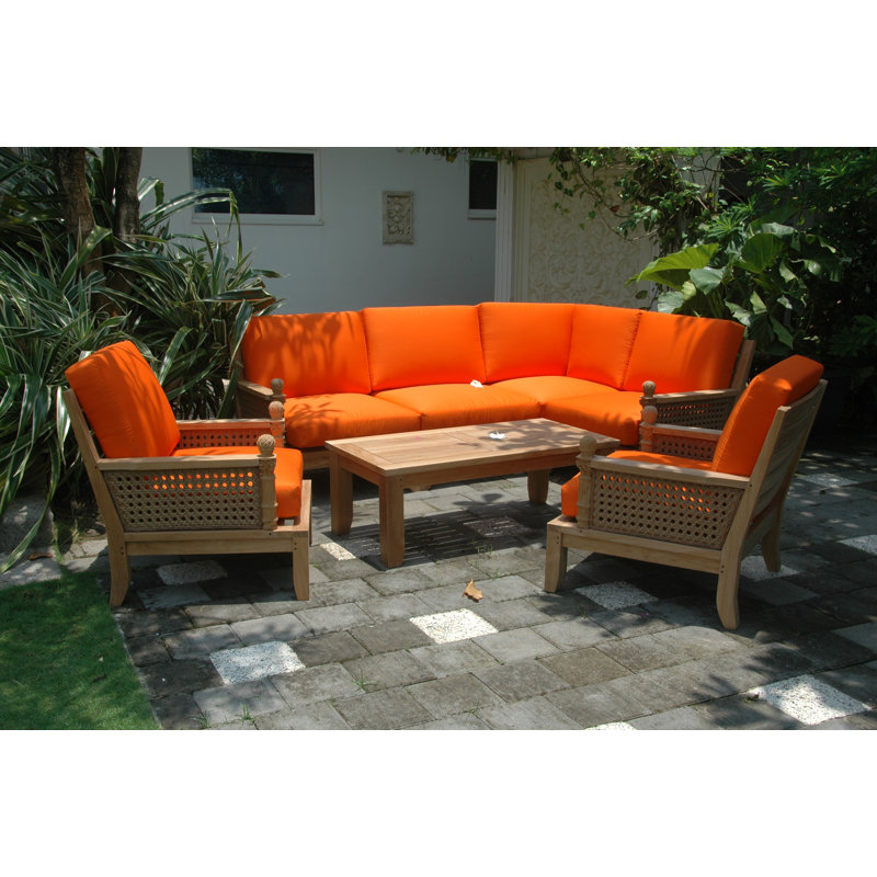 Ensemble de conversation modulaire en teck 7 pièces Luxe