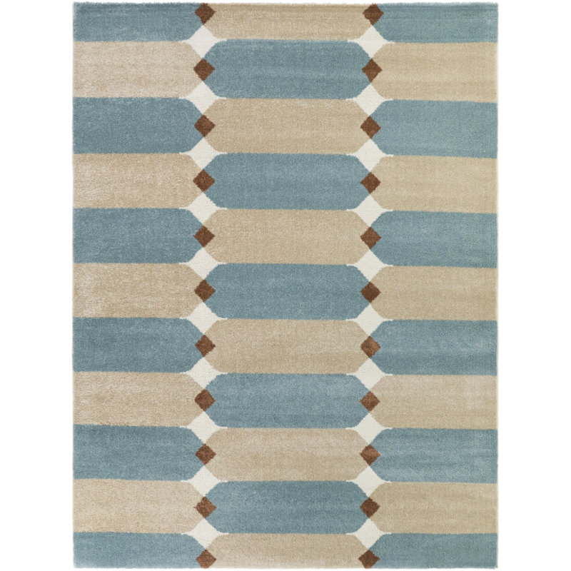 Cagnie Blue/Beige Southwest Modern Area Rug, Rectangle 7'10" x 10'