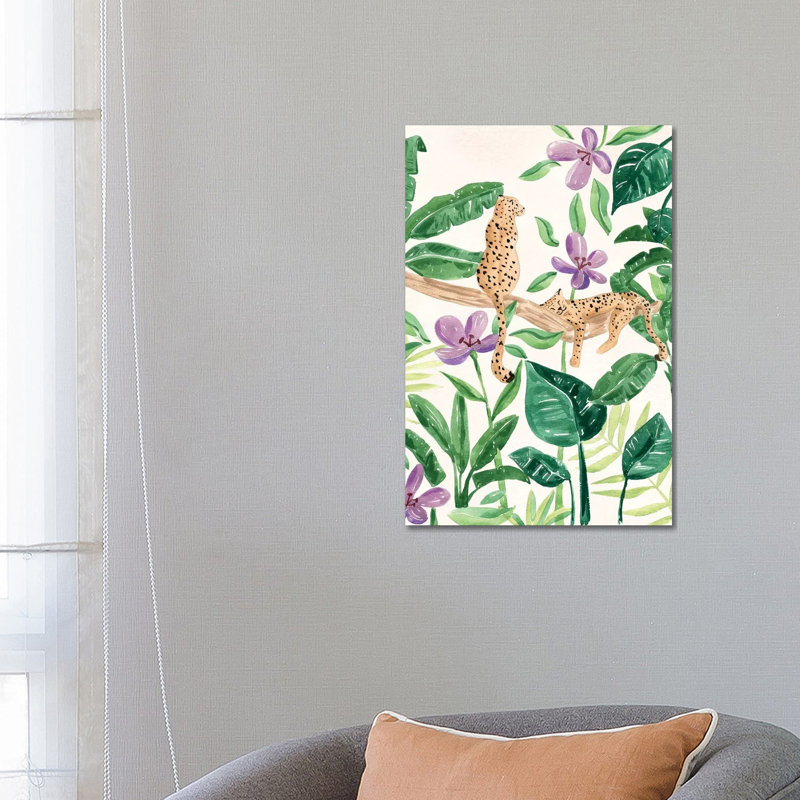 Leopards In The Jungle by Sabina Fenn - Painting on Canvas, Wrapped Canvas, 66.04cm H x 45.72cm W x 3.81cm D
