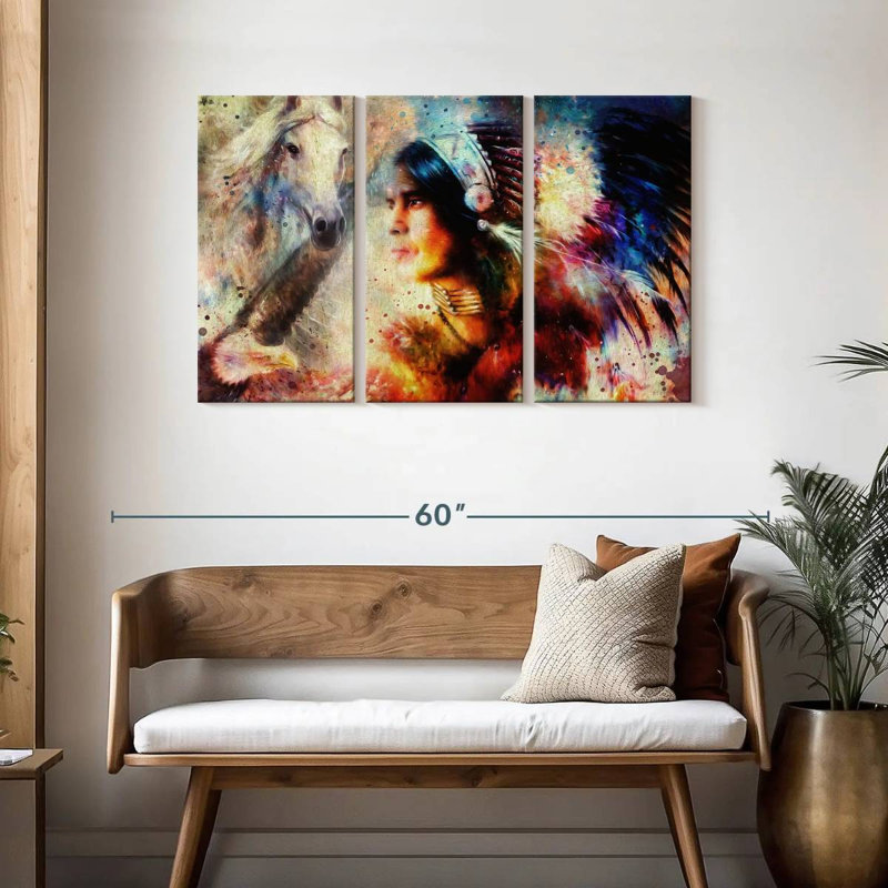 Lelar American Indian Warrior, 28" H x 45" W