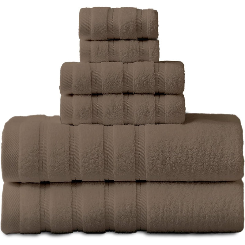  Ensembles de serviettes de bain de 6 pièces, 2 serviettes de bain 2 serviettes à main 2 débarbouillettes, serviettes 100% coton hautement absorbantes pour salle de bain, salle de sport, hôtel
