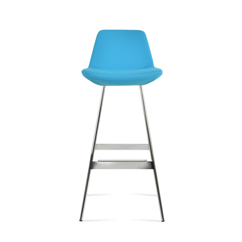 Tabouret Pera Balat, Tissu turquoise, Chrome chrome, Tabouret de comptoir (siège d'une hauteur de 24 p