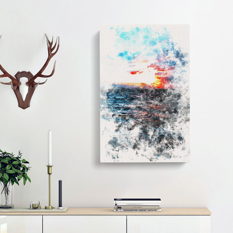 Moody Skies Above The Ocean - Wrapped Canvas Painting, 91cm H x 60cm W x 3cm D