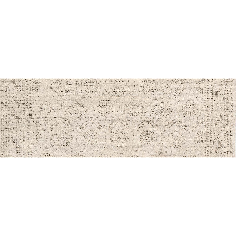 Tapis beige / noir en laine / viscose noué à la main de conception unique 9 pi 9 po x 13 pi 11 po