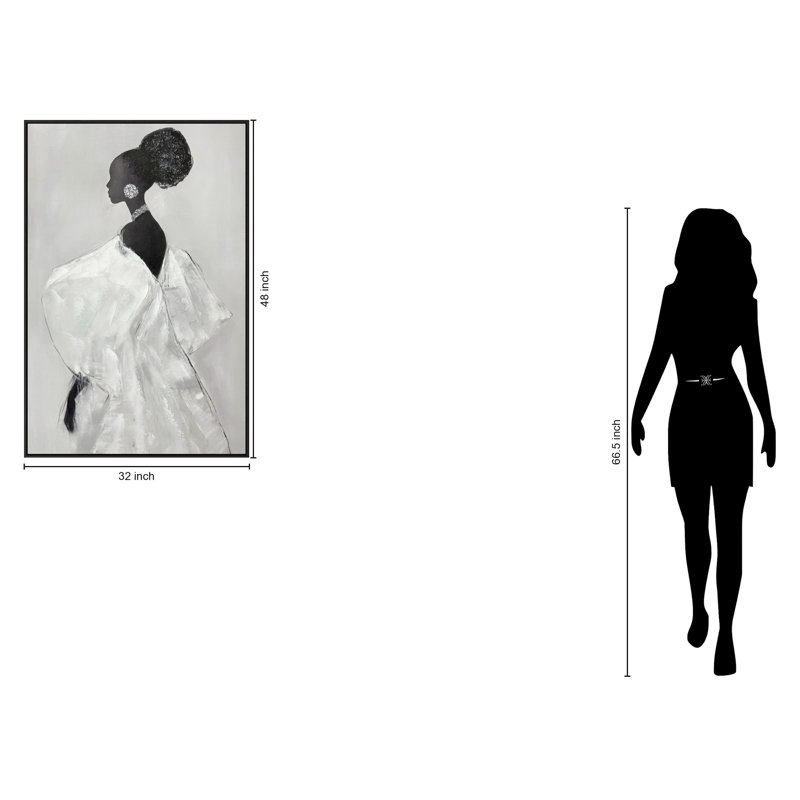 Art mural encadré Elegant Silhouette I avec pierres - 32 po x 48 po - cadre noir