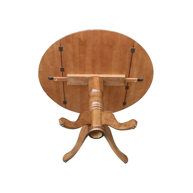 Philipston Extendable Round Solid Wood Dining Table, Distressed Oak, Distressed Oak