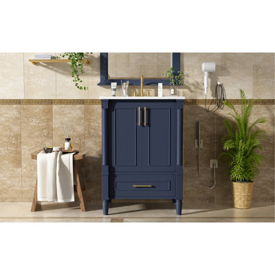 Meuble-lavabo moderne avec tiroir et dossier ouvert