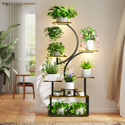 Plant Stand Indoor With Grow Light丨8 Tiered 62'' Plant Stand丨S-shaped Metal Plant Shelf