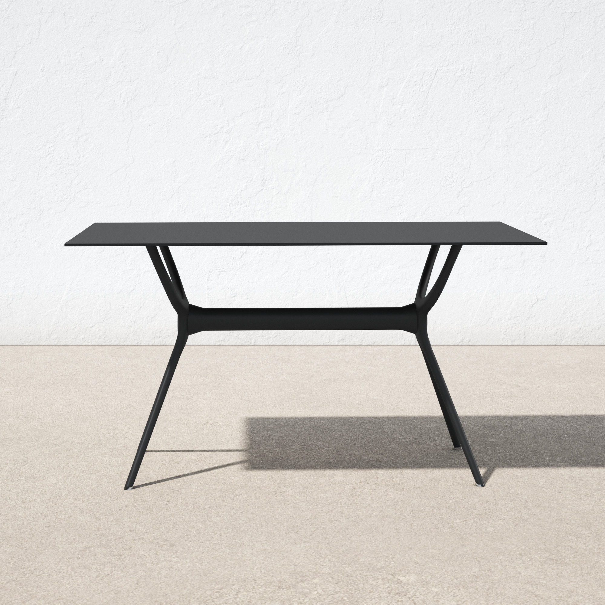 Farrah Synthetic Laminate Outdoor Dining Table, Black, 29.5" H x 55" L x 31.5" W