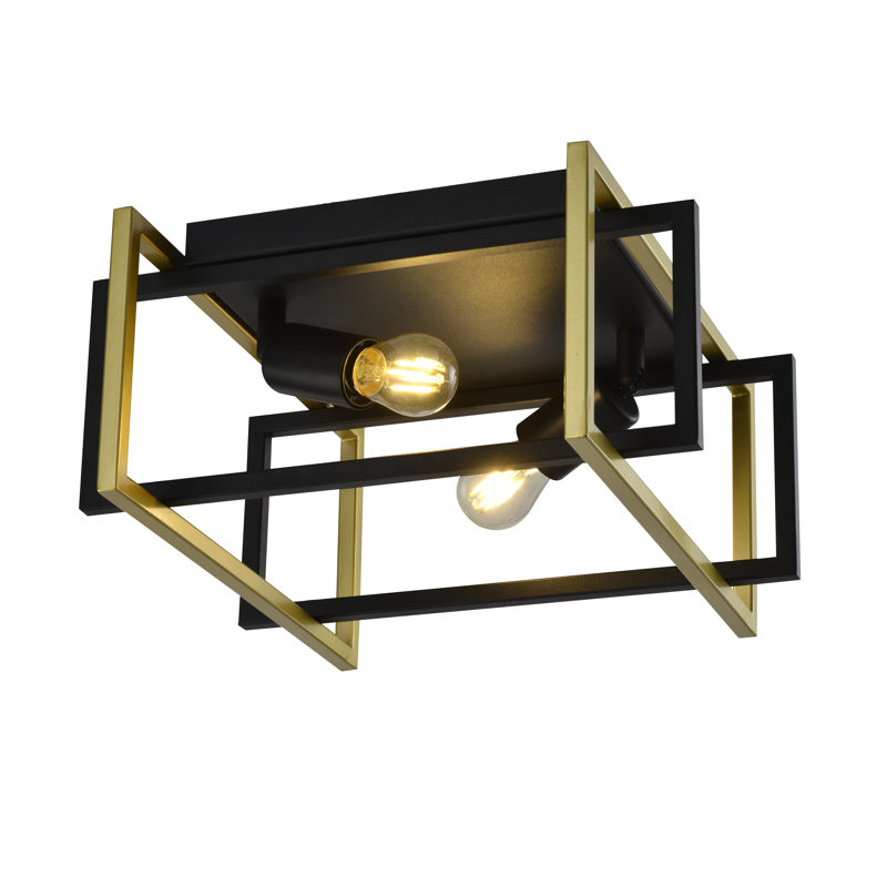 Plafonnier encastré 2 lumières 13 po, Doré