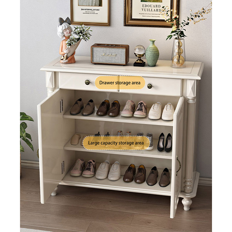 Armoire à chaussures minimaliste en bois massif de grande capacité