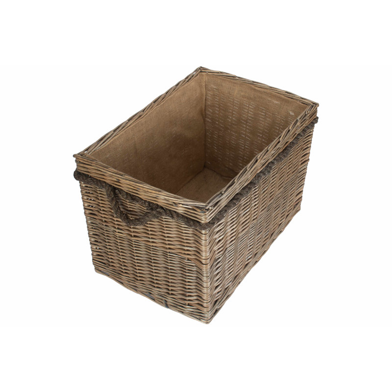 Coaling Wicker Rope Handled Log Basket with Lining, 38cm H x 58cm W x 38cm D
