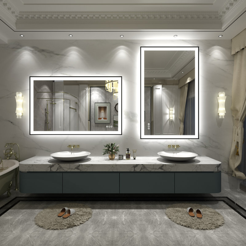 Aevar UL Certified Front & Back LED Anti-Fog Tempered Glass Framed Bathroom/Vanity Mirror 3-Year Warranty, 48" x 30"
