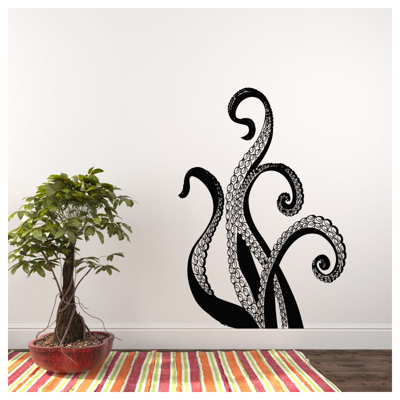 Adhésif décoratif pieuvre, Noir