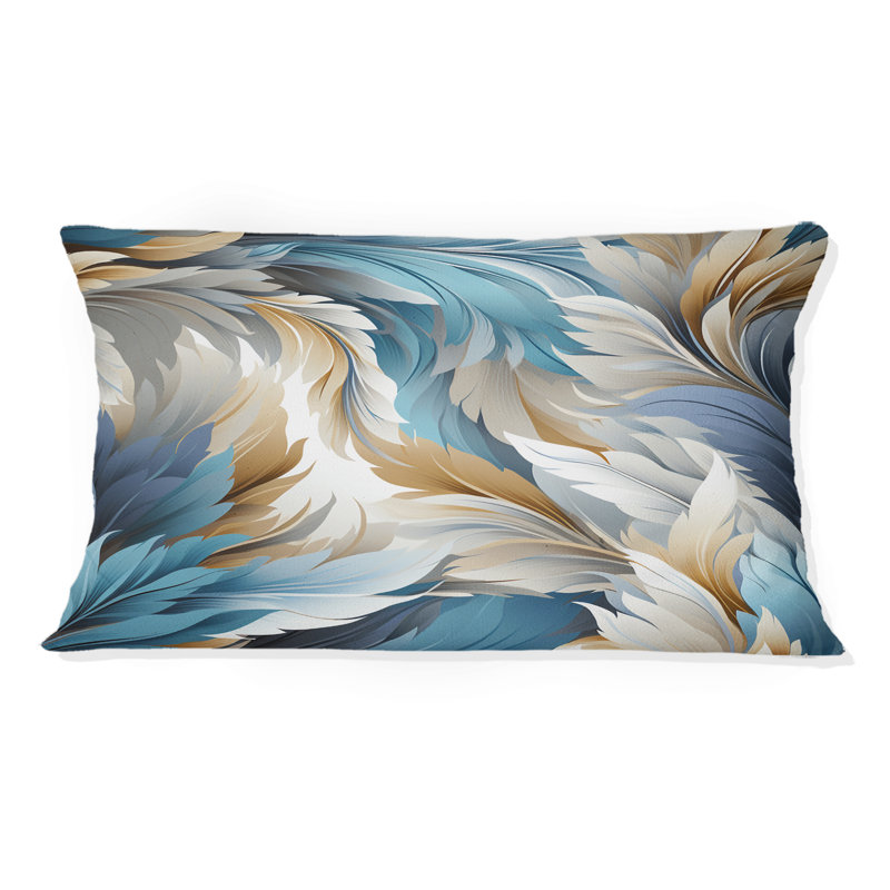 Coussin en polyester blanc et bleu sarcelle avec fleurs Serenity I