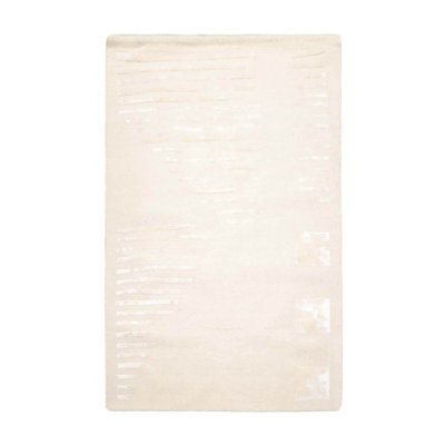 Tapis beige abstrait en laine touffeté à la main 5 pi x 8 pi Abstract