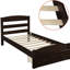 Structure de lit plateforme simple, finition, 10 lattes de bois pour la stabilité et le soutien du matelas, rangement dans les tiroirs de rangement, lattes, avec roulettes faciles à installer, élégantes