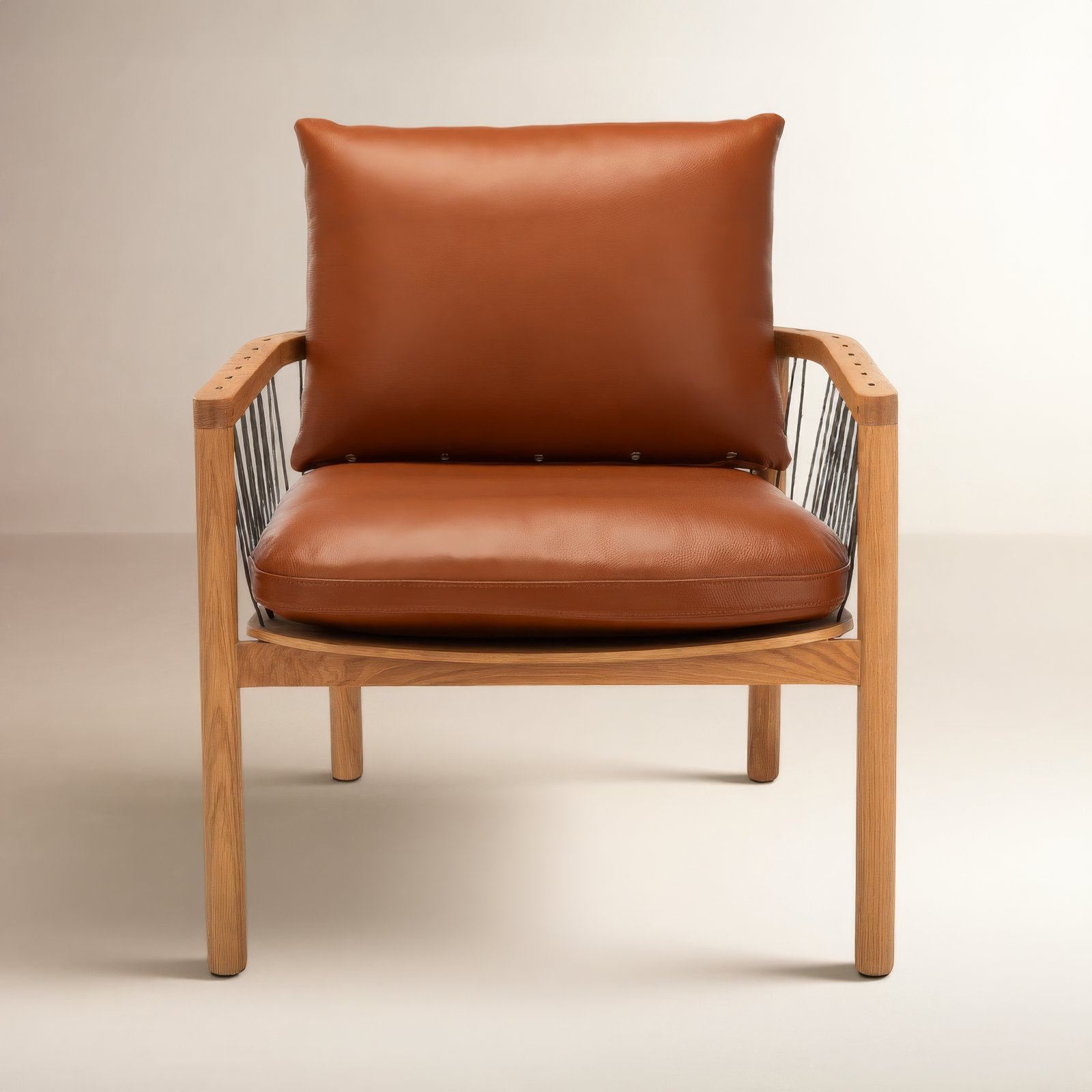 Duncan Oak Genuine Leather Armchair