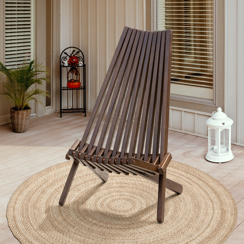 Jahvion Eucalyptus Wooden Folding Portable Adirondack Chair, Weather Resistant, No Assembly, Brown