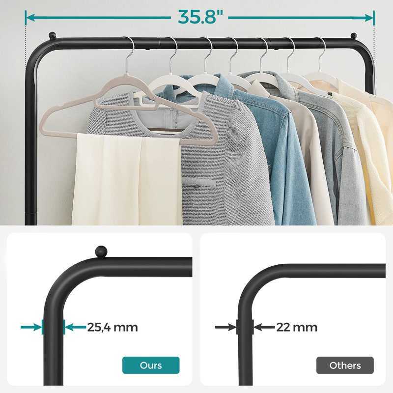 Padmore Rolling Clothing Rack, Black