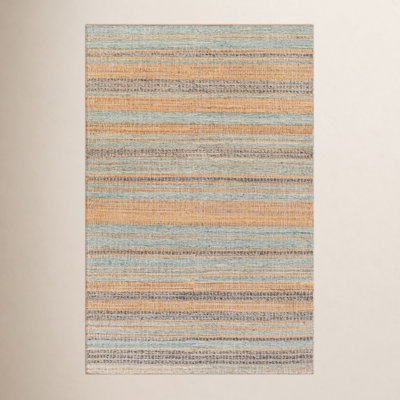 Murrayville Gray Blue Flatweave Striped Jute Rug