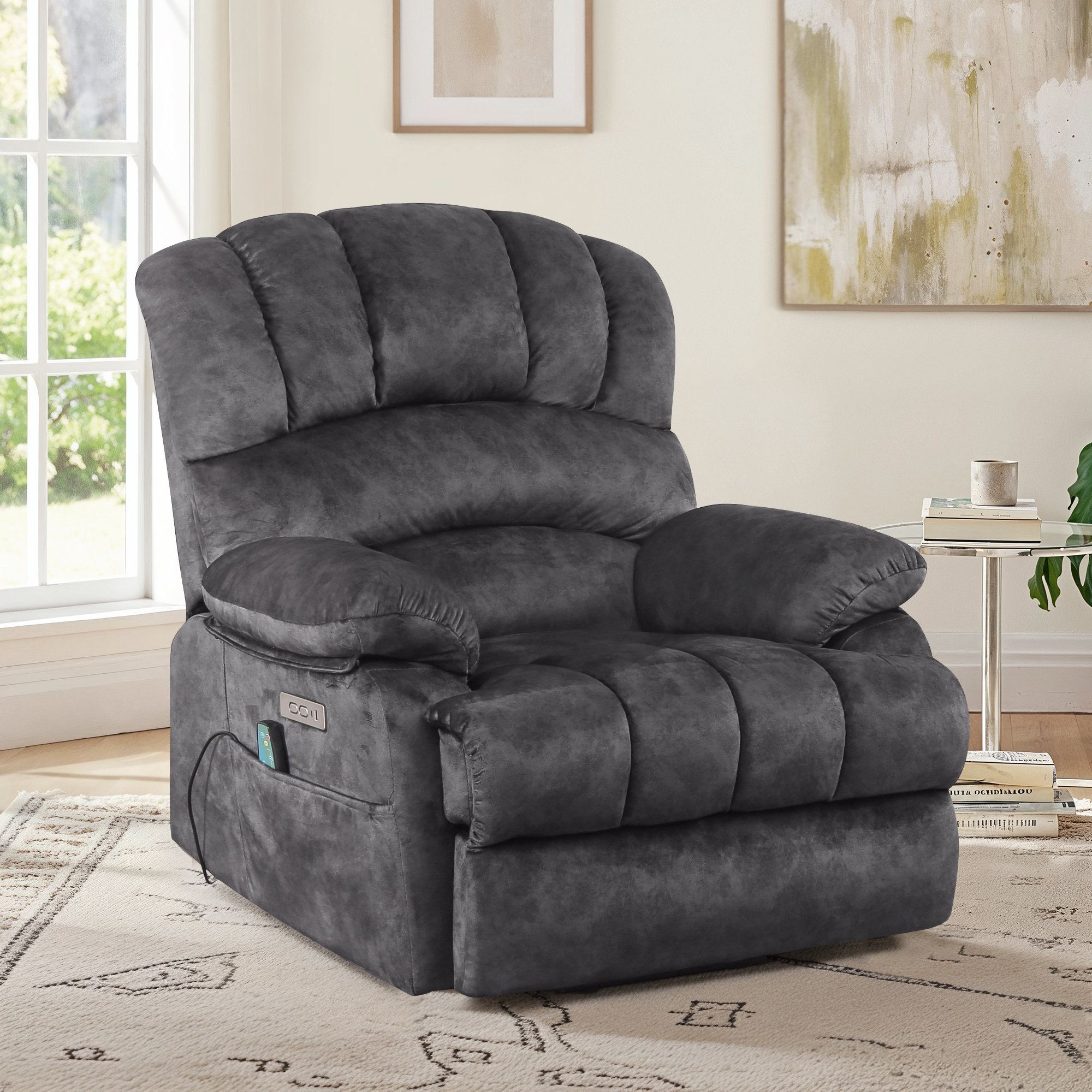 Latitude Run® Poseidon Upholstered Power Lift Recliner with Massage