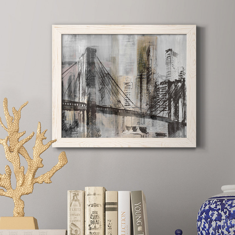 «Brooklyn Bridge Twilight», reproduction d'art sur toile encadrée, Blanc, H 20 po x l 17 po x P 1,5 po