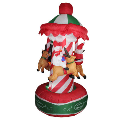 Décoration de jardin gonflable illuminé de 6,5 pi avec carrousel de Noël illuminé