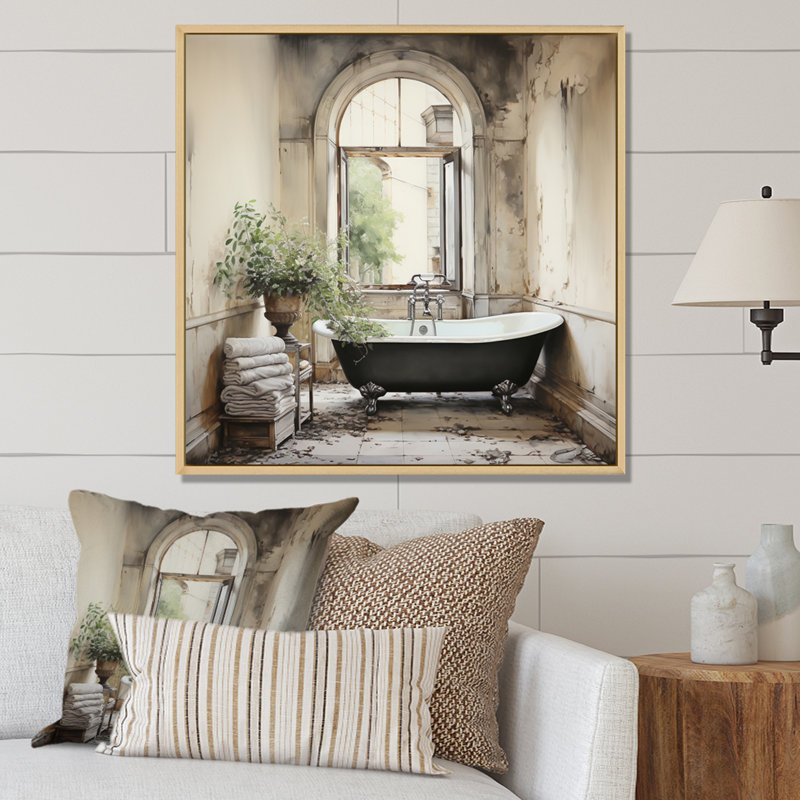 «Bath Bath» de Tranquility II - art mural, Cadre flottant érable, H 30 po x l 30 po x P 1 po