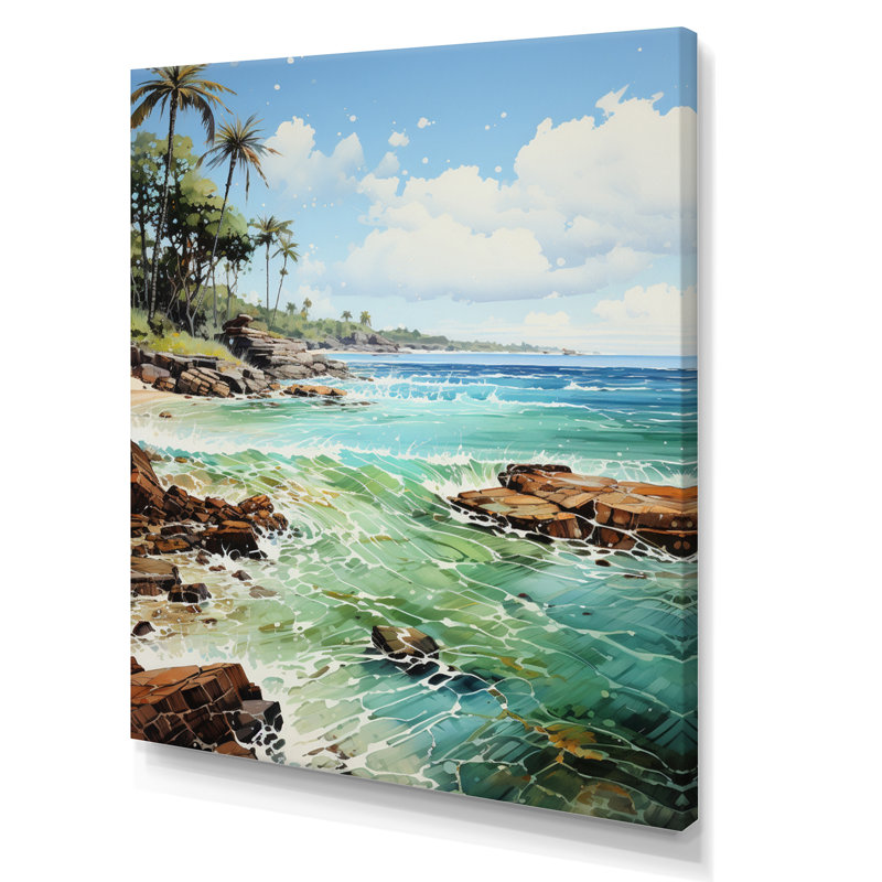 «Abdorassoul Beach Tropical Paradise Pointillism V», reproduction sur toile tendue, H 32 po x l 24 po x P 1 po
