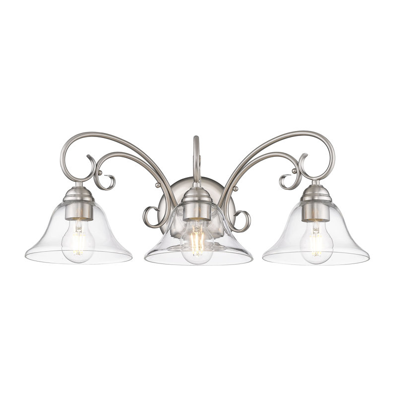 Karcher 3 - Light Dimmable Vanity Light, Pewter, Clear Glass