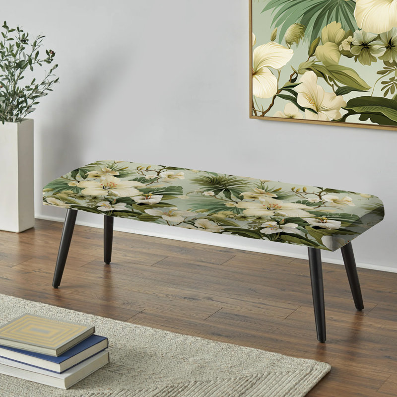 Wiebe - Tropical Upholstered Black Bench
