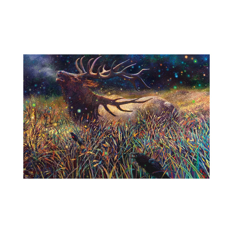 « Wapiti » par Iris Scott-impression d’art graphique, H 18 po x l 26 po x P 1,5 po, Pas de tapis, Toile tendue