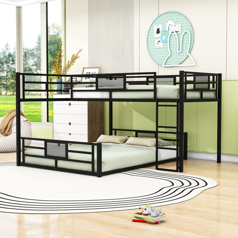 Cadre de lit simple sur lit double Annlynn, Noir