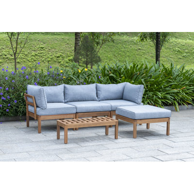 Leonetta Solid Wood 3- Person Seating Group with Cushions