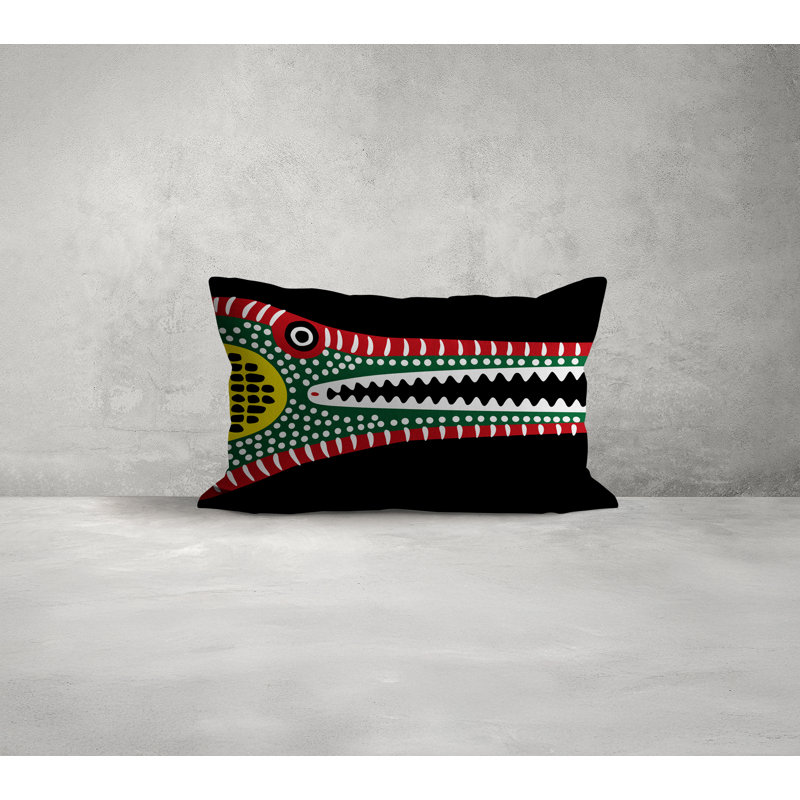 Criso Crocodille Folksy Rectangle Throw Pillow