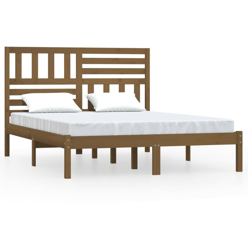 Bed Frame Solid Wood, natural, European Double (140 x 200cm)