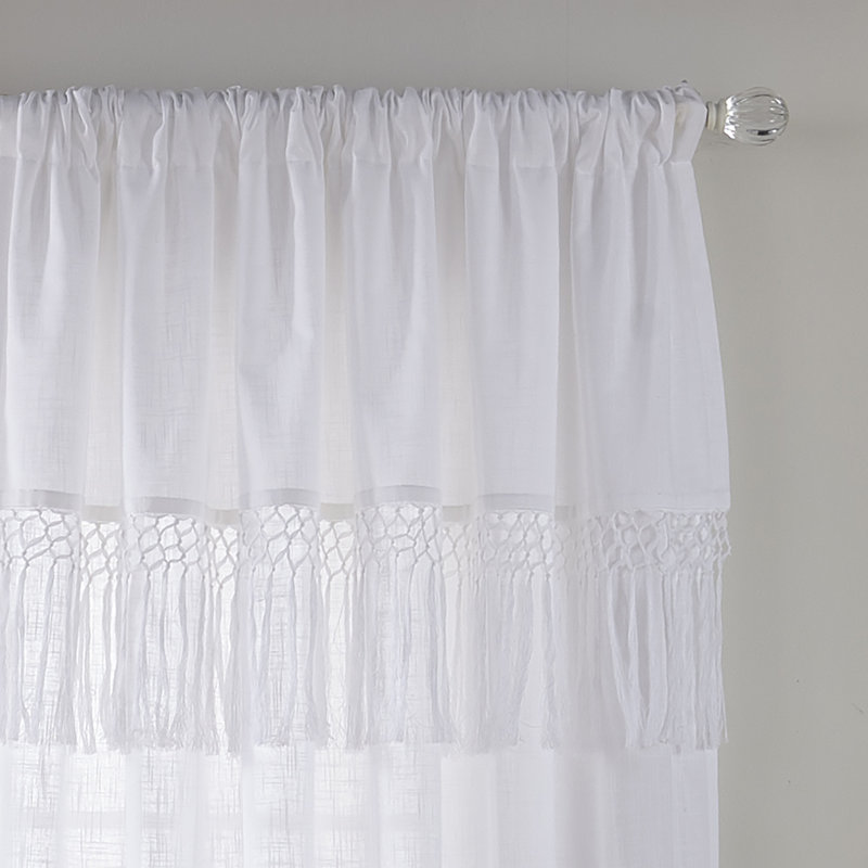 Panneau de rideau simple semi-diaphane avec passe-tringle Joplin, Blanc, 52 po x 95 po