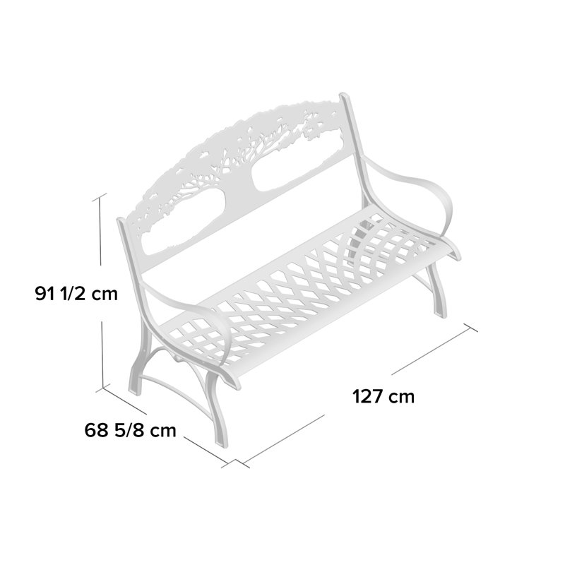 100% Cast Iron Bench with Tree Theme