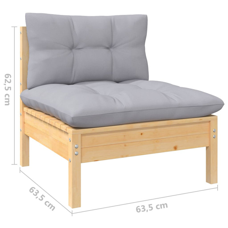 Canapé modulaire d'extérieur réversible avec coussins, Gris, Gris