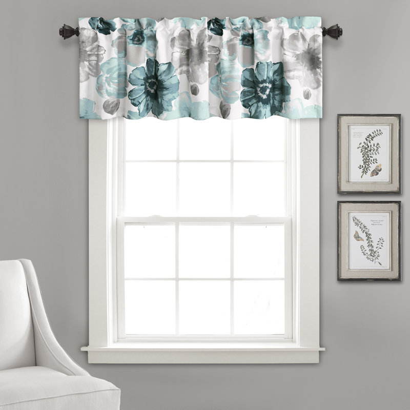 Leah Floral Tailored Window Valance, Blue