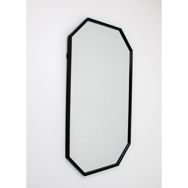 Somo Octagon Metal Wall Mirror, Black