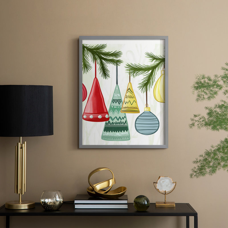 «Christmas Holiday», reproduction d'art encadrée - Bois massif, H 11 po x l 9 po, Gris