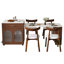 Ensemble de salle à manger pour îlot de cuisine extensible de 80 pouces avec 4 chaises en bois massif, comptoir en grain de marbre noyer avec prise de courant, chariot de rangement mobile avec armoire et 2 tiroirs