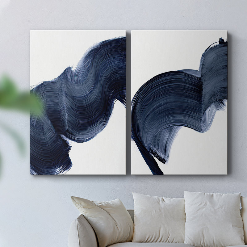 «Passing Waves III» - Toile tendue avec châssis de qualité supérieure - Prêt à être accroché, H 18 po x l 12 po