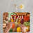 Colorful Spice Pattern on Modern Glass Serving Board Ideal for Kitchen Use-114446921