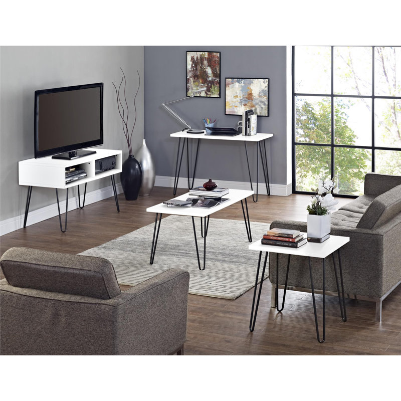 Ewalt Side Table with metal legs, White
