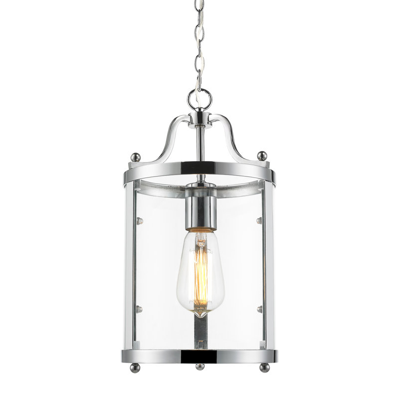 Luminaire suspendu lanterne à 1 lumière Aarav, Chrome
